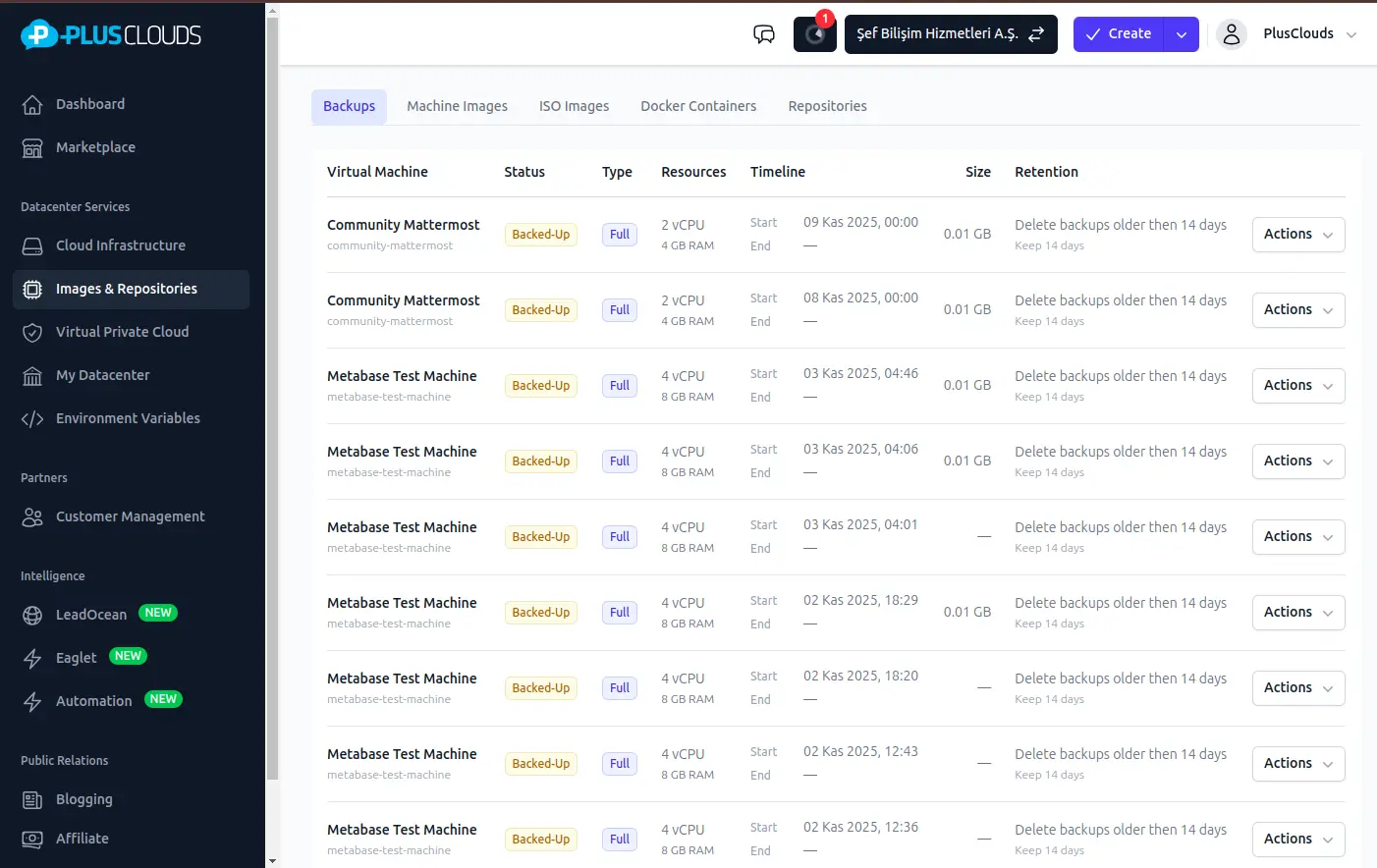 Images & Repos panel