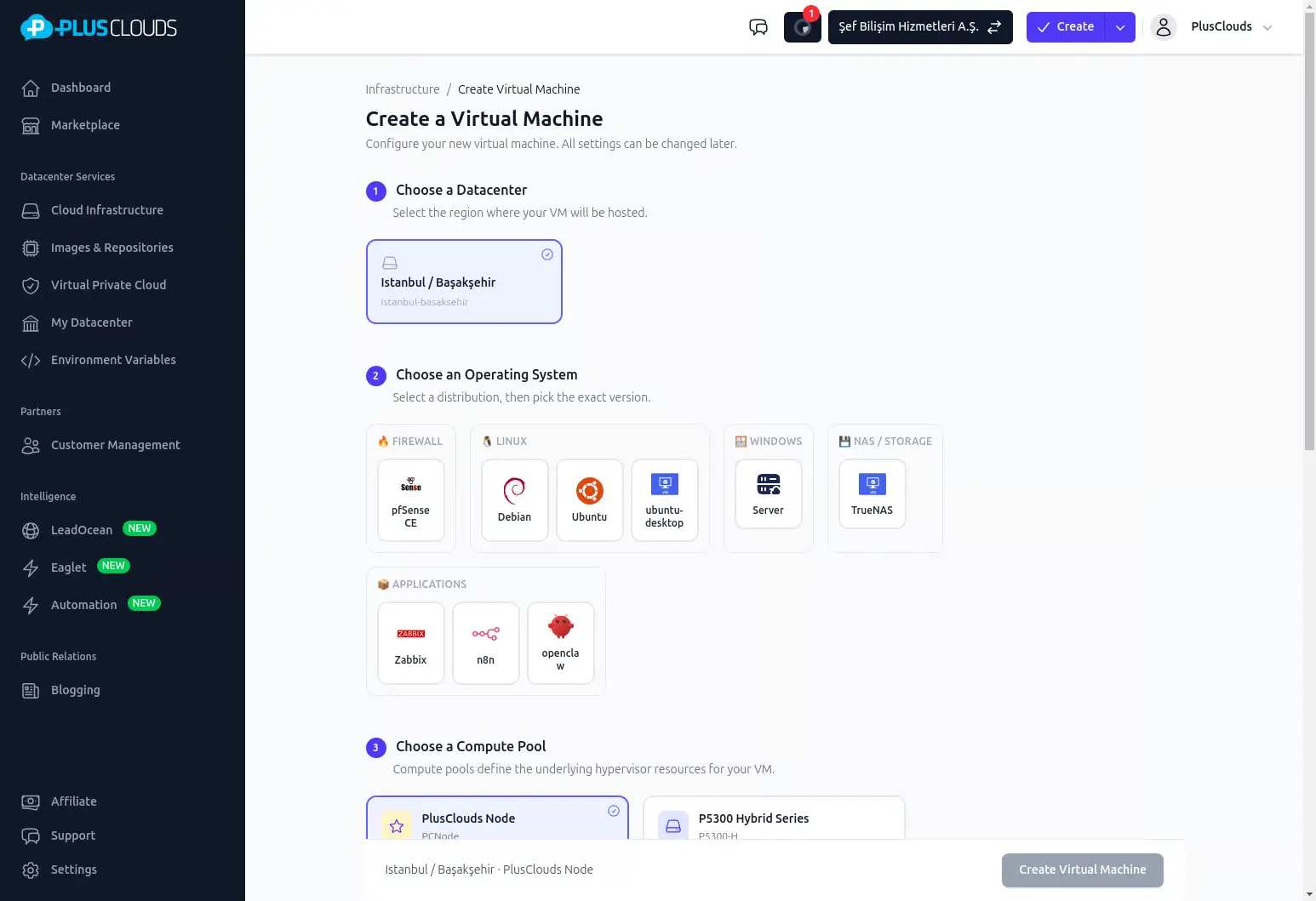 Virtual Machines panel